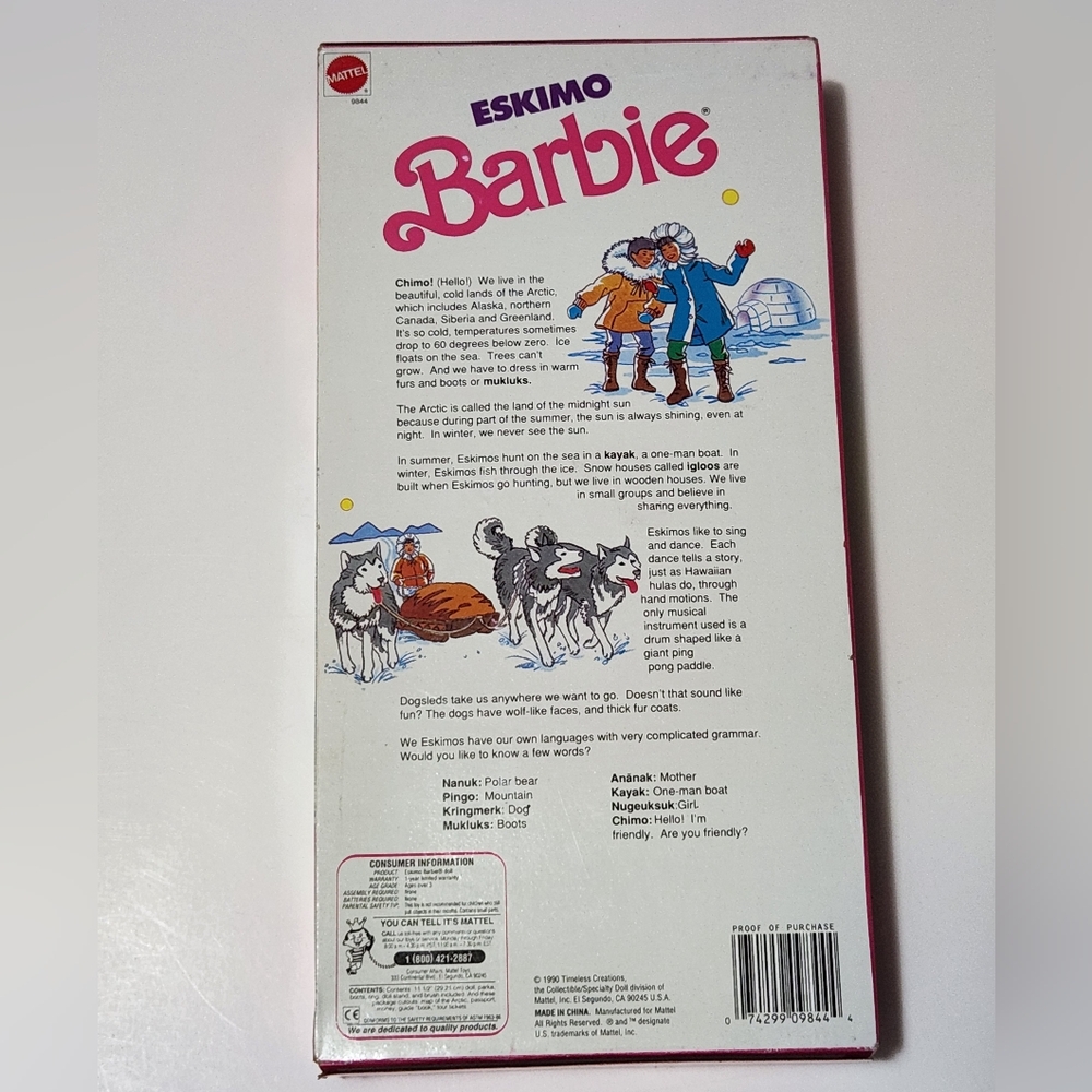 1990 Eskimo Barbie Dolls Of The World Collection Vintage Doll 21 - Picture 9 of 9